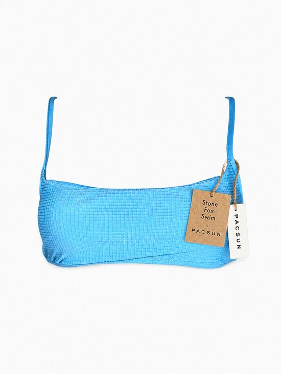Stone Fox Swim Other - Stone Fox Swim x PacSun Bikini Top Women S Blue Ribbed Bralette Scoop Neck NWT